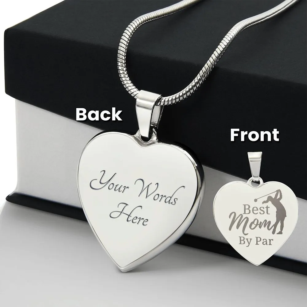 Best Mom By Par Gift For Golfing Mom Engraved Necklace for Mother's Day