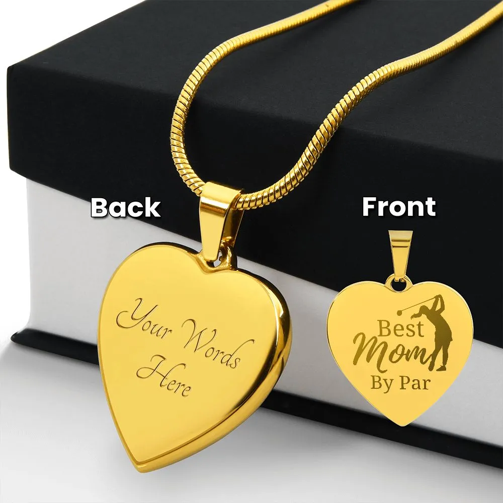 Best Mom By Par Gift For Golfing Mom Engraved Necklace for Mother's Day