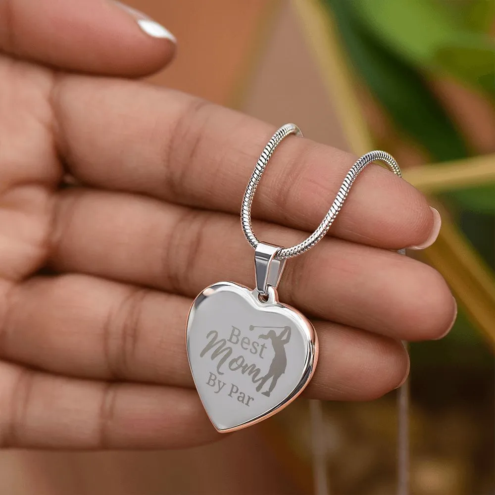 Best Mom By Par Gift For Golfing Mom Engraved Necklace for Mother's Day