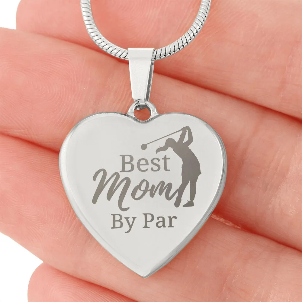 Best Mom By Par Gift For Golfing Mom Engraved Necklace for Mother's Day