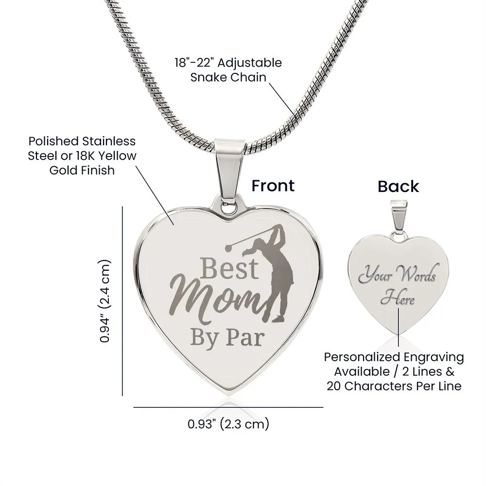 Best Mom By Par Gift For Golfing Mom Engraved Necklace for Mother's Day