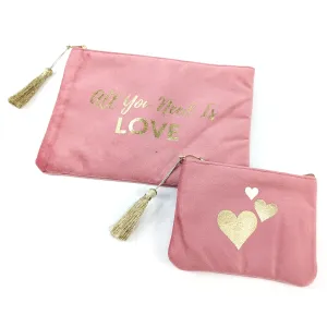 Black Ginger All You Need is Love' Set of 2 Velvet Bags/Purses