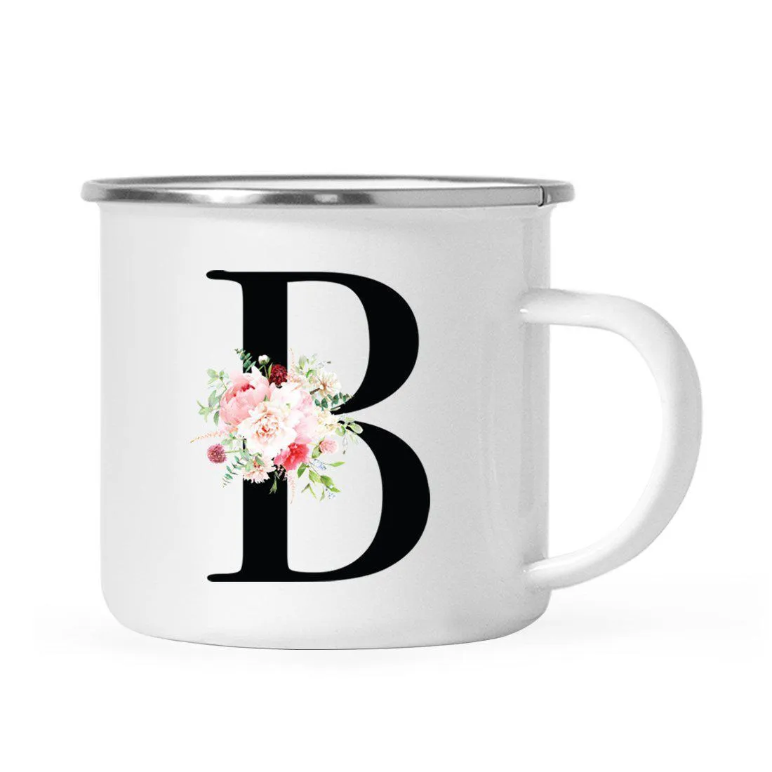 Blush Floral Monogram Campfire Coffee Mug