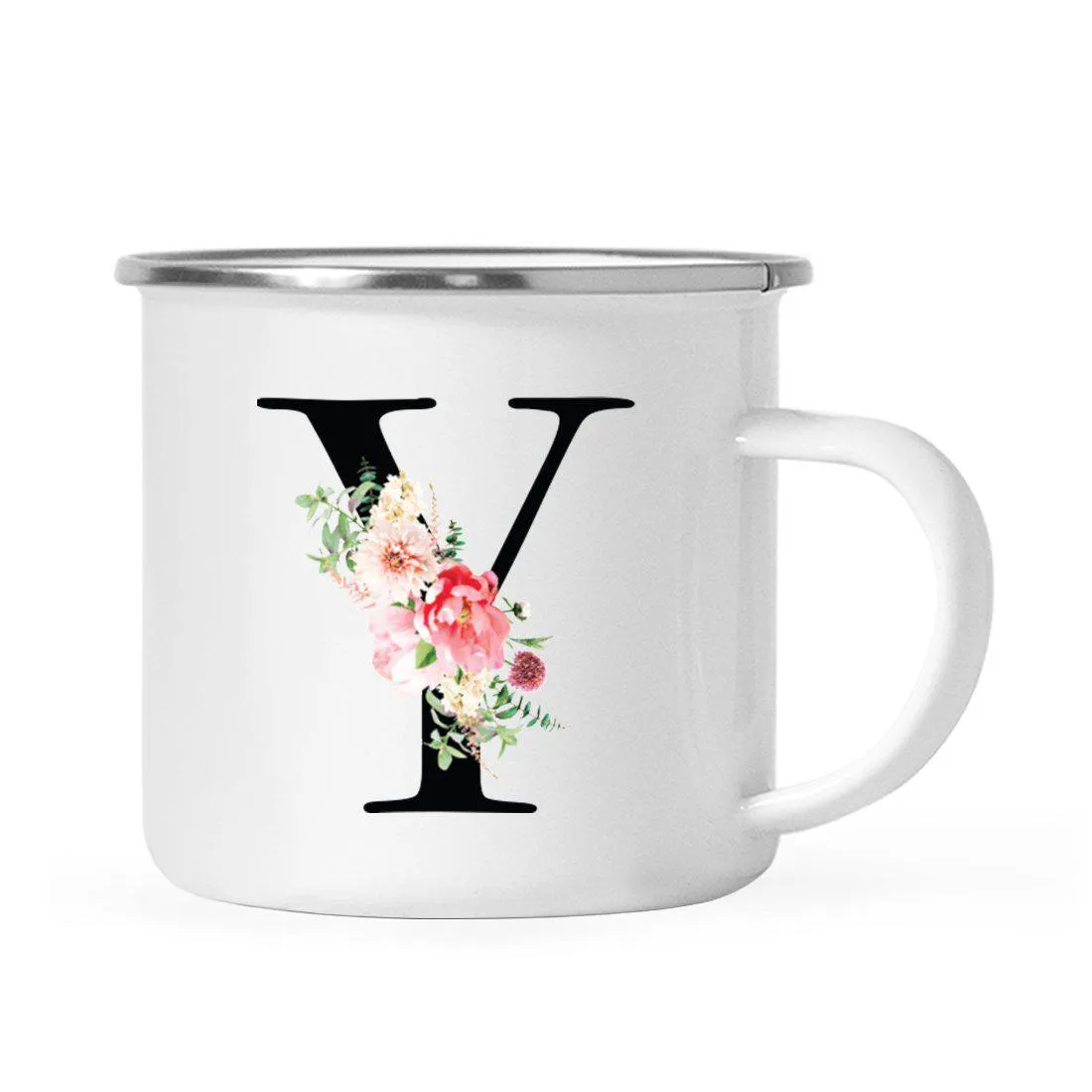 Blush Floral Monogram Campfire Coffee Mug