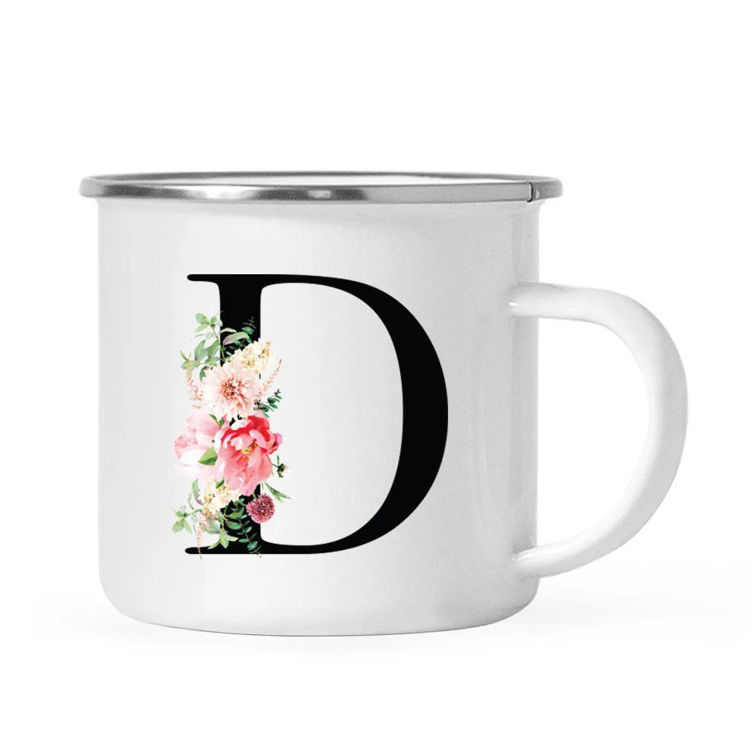 Blush Floral Monogram Campfire Coffee Mug