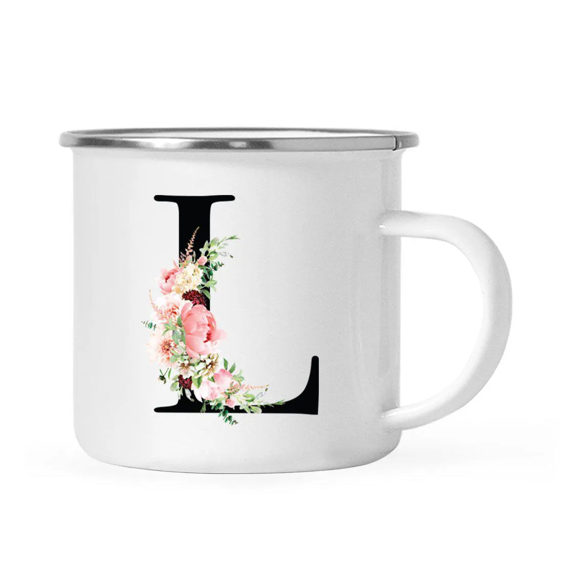 Blush Floral Monogram Campfire Coffee Mug