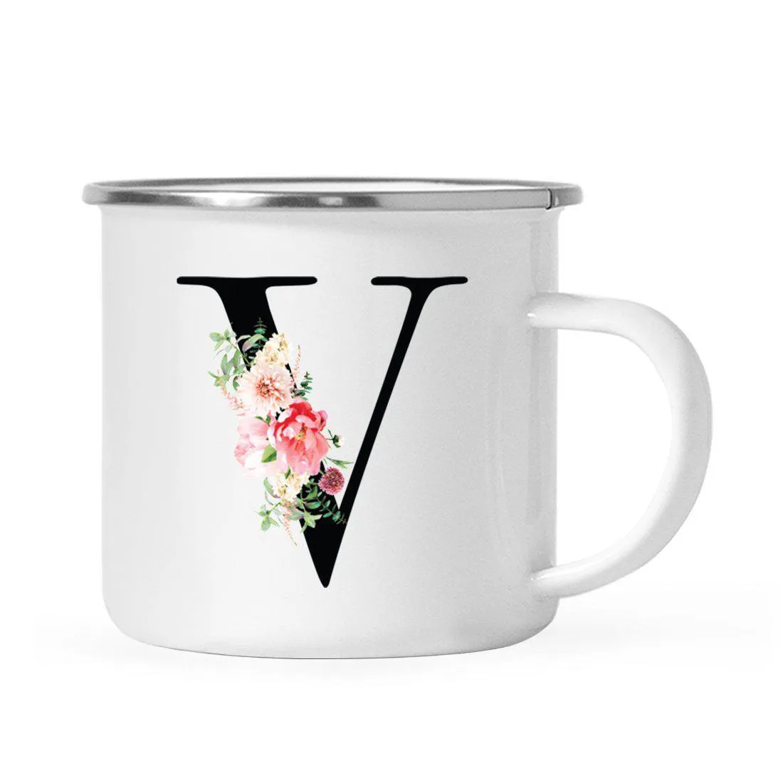 Blush Floral Monogram Campfire Coffee Mug