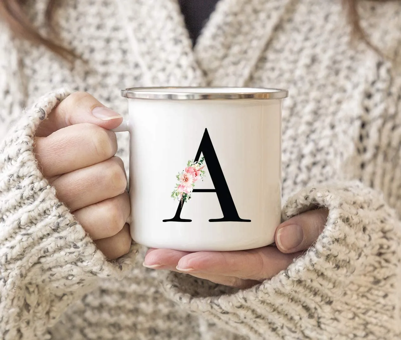 Blush Floral Monogram Campfire Coffee Mug