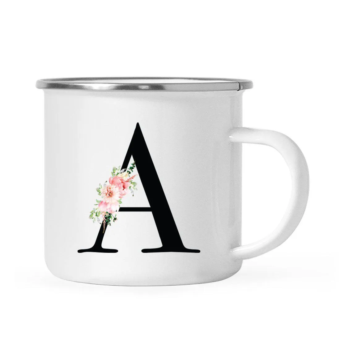 Blush Floral Monogram Campfire Coffee Mug