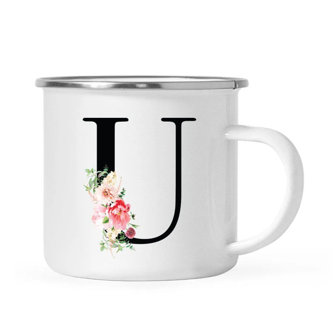 Blush Floral Monogram Campfire Coffee Mug