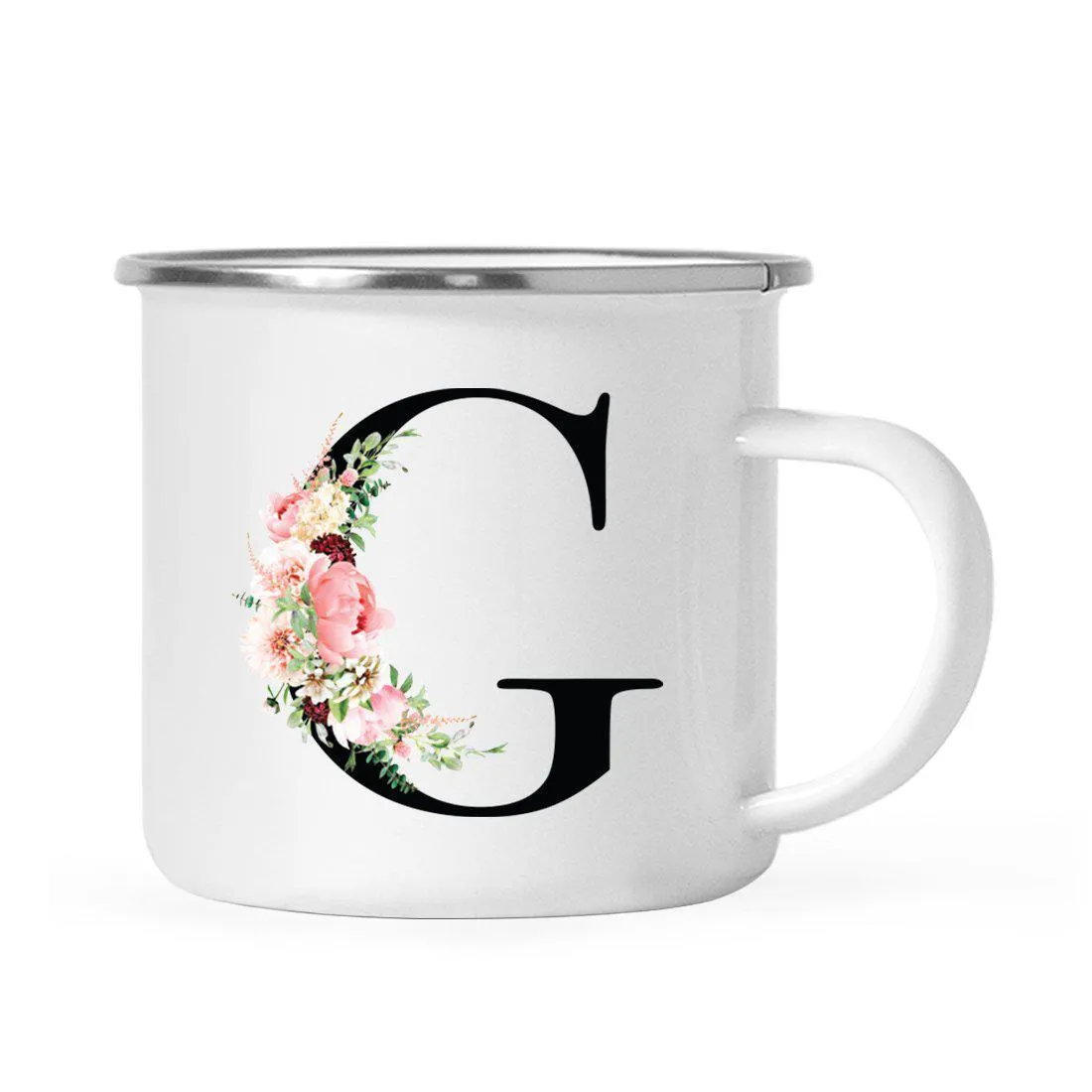 Blush Floral Monogram Campfire Coffee Mug