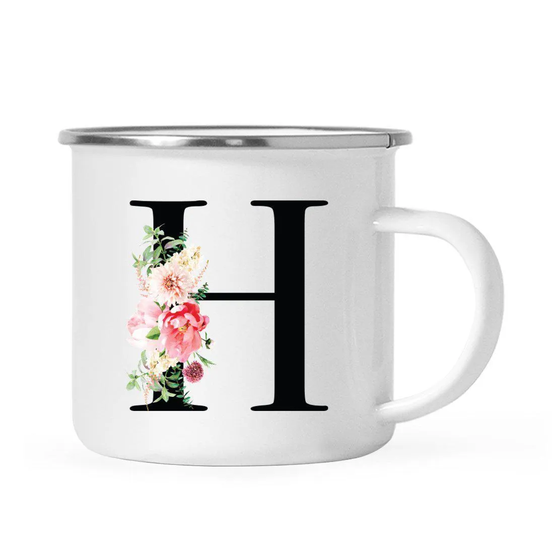 Blush Floral Monogram Campfire Coffee Mug