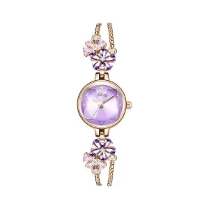 BlushOceanHeart Crystal Elegance Slim Bracelet Watch