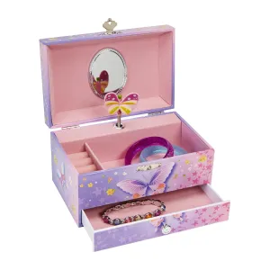 Butterfly Flower Music Jewelry Box With Pullout Drawer, Jewel Storage Case