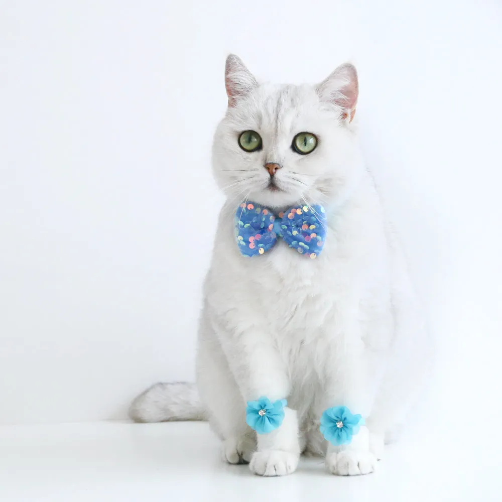 Cat Birthday Party Outfits Set (4pcs) | Blue