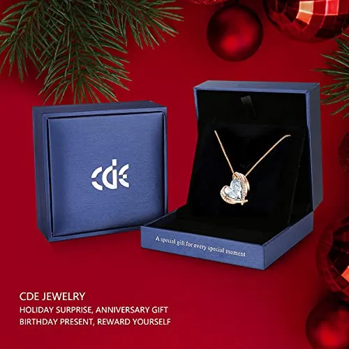 CDE 18K Rose Gold Necklaces for Women Christmas Jewellery Gifts for Her Love Heart Pendant Necklace Birthday Anniversary Gifts for Wife/Mum/Girlfriend