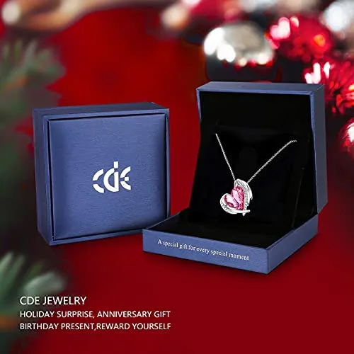 CDE 18K Rose Gold Necklaces for Women Christmas Jewellery Gifts for Her Love Heart Pendant Necklace Birthday Anniversary Gifts for Wife/Mum/Girlfriend