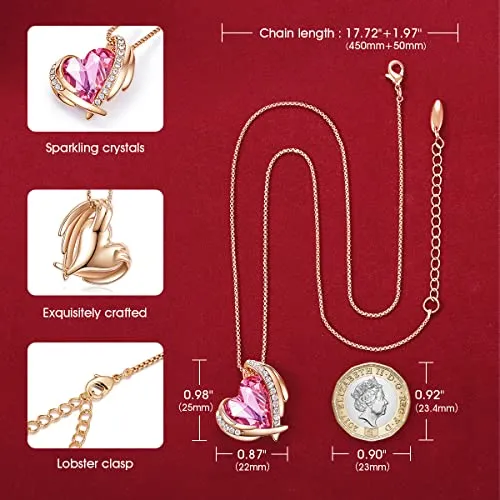 CDE 18K Rose Gold Necklaces for Women Christmas Jewellery Gifts for Her Love Heart Pendant Necklace Birthday Anniversary Gifts for Wife/Mum/Girlfriend