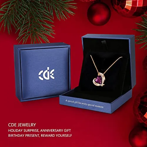 CDE 18K Rose Gold Necklaces for Women Christmas Jewellery Gifts for Her Love Heart Pendant Necklace Birthday Anniversary Gifts for Wife/Mum/Girlfriend