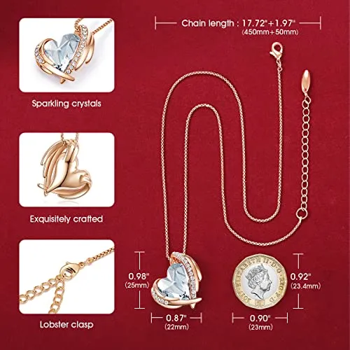 CDE 18K Rose Gold Necklaces for Women Christmas Jewellery Gifts for Her Love Heart Pendant Necklace Birthday Anniversary Gifts for Wife/Mum/Girlfriend