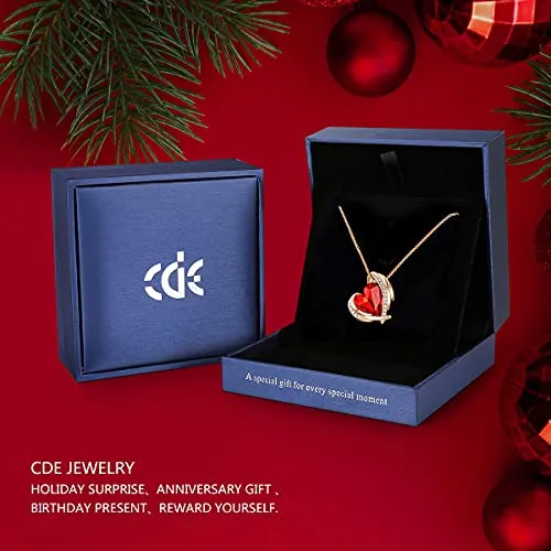 CDE 18K Rose Gold Necklaces for Women Christmas Jewellery Gifts for Her Love Heart Pendant Necklace Birthday Anniversary Gifts for Wife/Mum/Girlfriend