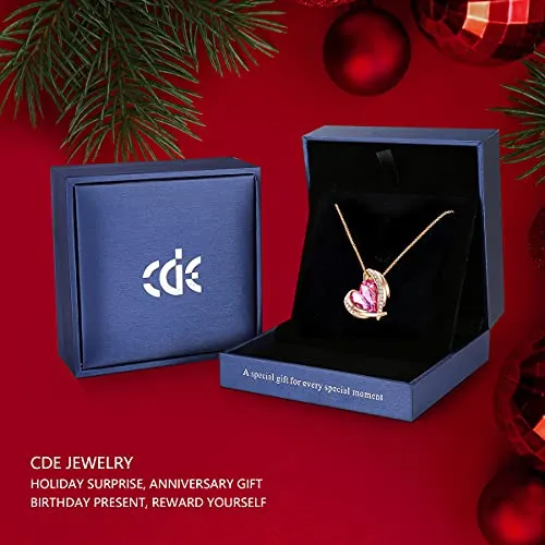 CDE 18K Rose Gold Necklaces for Women Christmas Jewellery Gifts for Her Love Heart Pendant Necklace Birthday Anniversary Gifts for Wife/Mum/Girlfriend