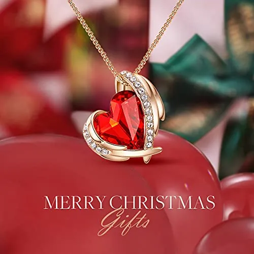 CDE 18K Rose Gold Necklaces for Women Christmas Jewellery Gifts for Her Love Heart Pendant Necklace Birthday Anniversary Gifts for Wife/Mum/Girlfriend