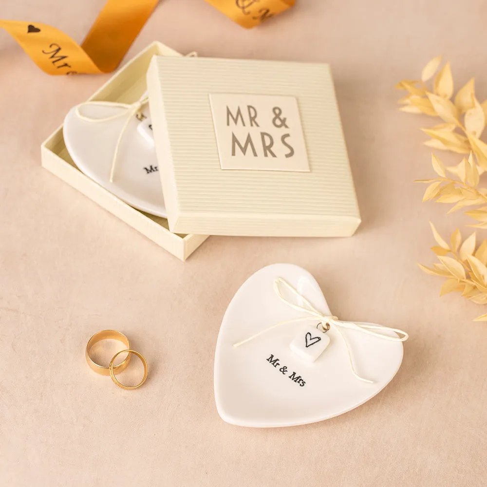 Ceramic Wedding Keepsake - Mr & Mrs Ring Dish