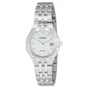 Citizen Eco Drive All Silver Diamond Bezel with Date Watch EW2330-51A