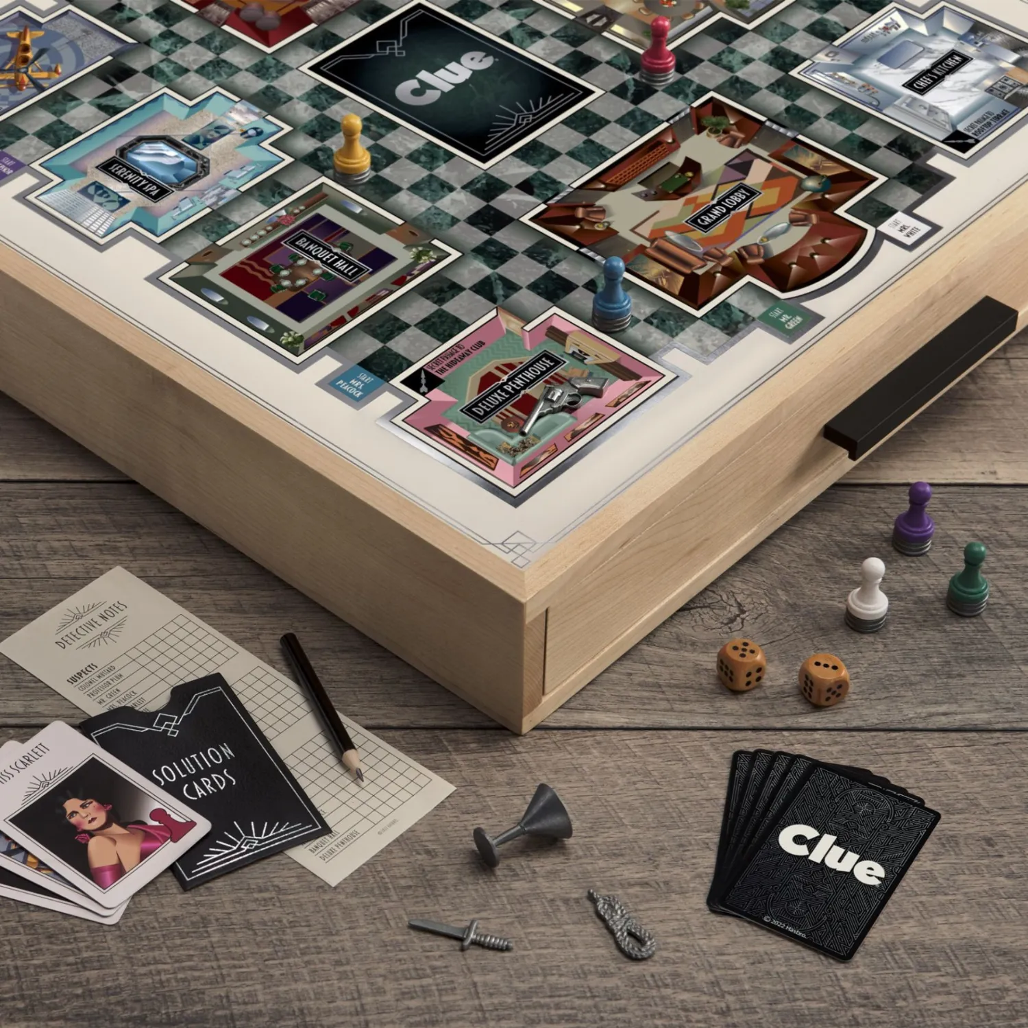 Clue Luxe Maple Wood Cabinet Game Board