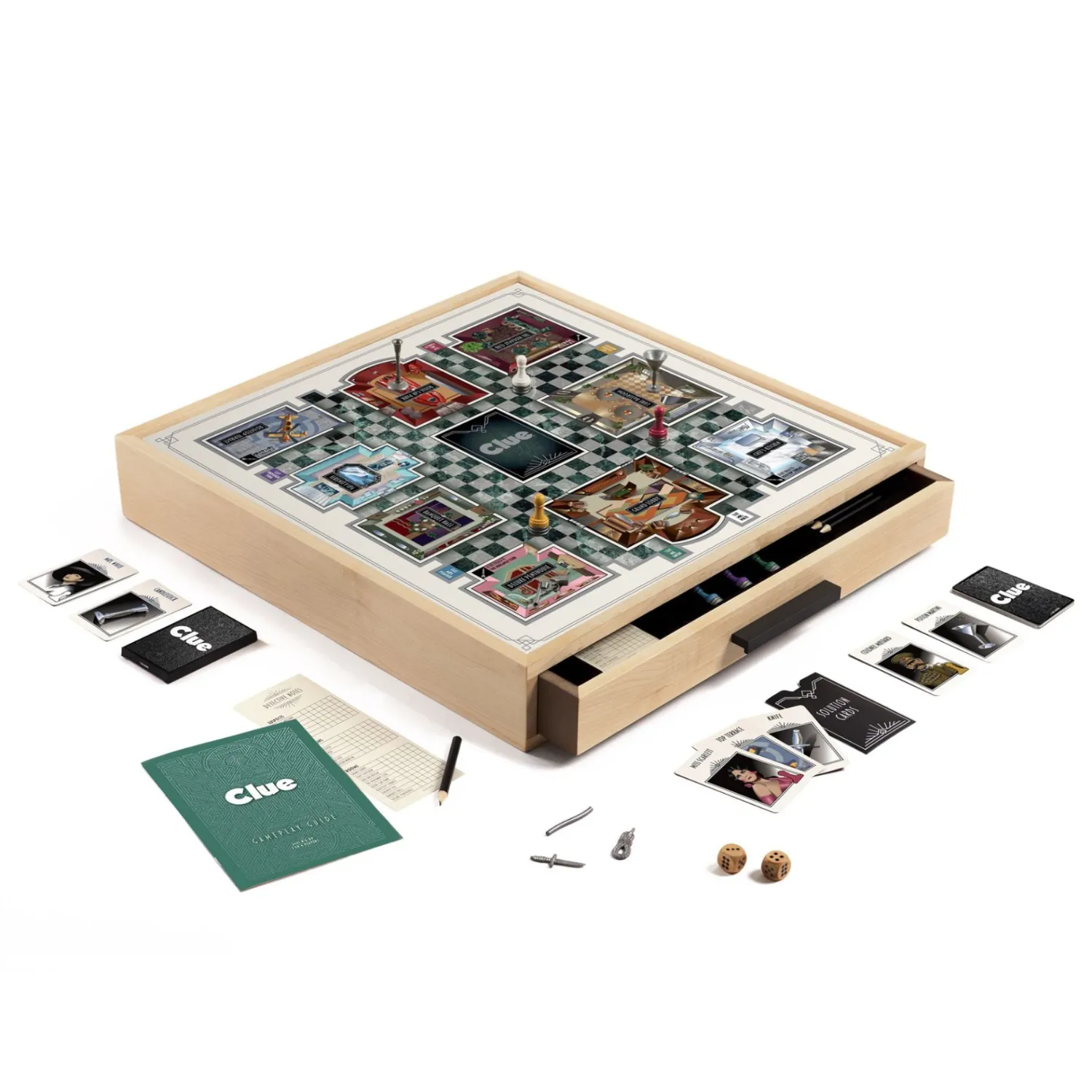 Clue Luxe Maple Wood Cabinet Game Board