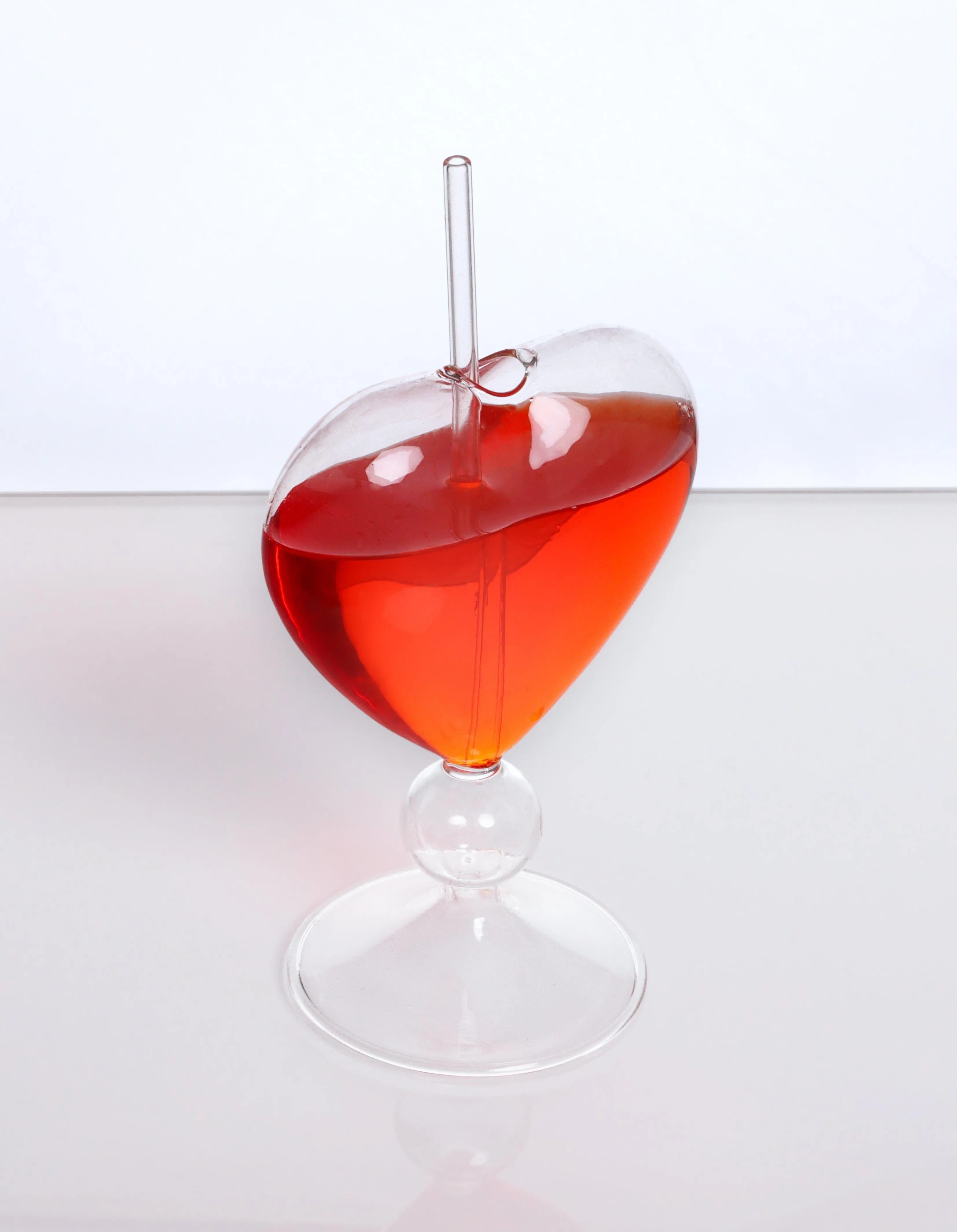 Cocktail Heart-Shaped Glass With Straw