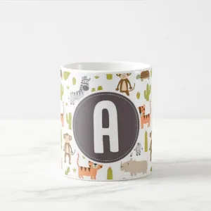 Custom Ceramic Coffee Mug Add Your Alphabet - Cactus