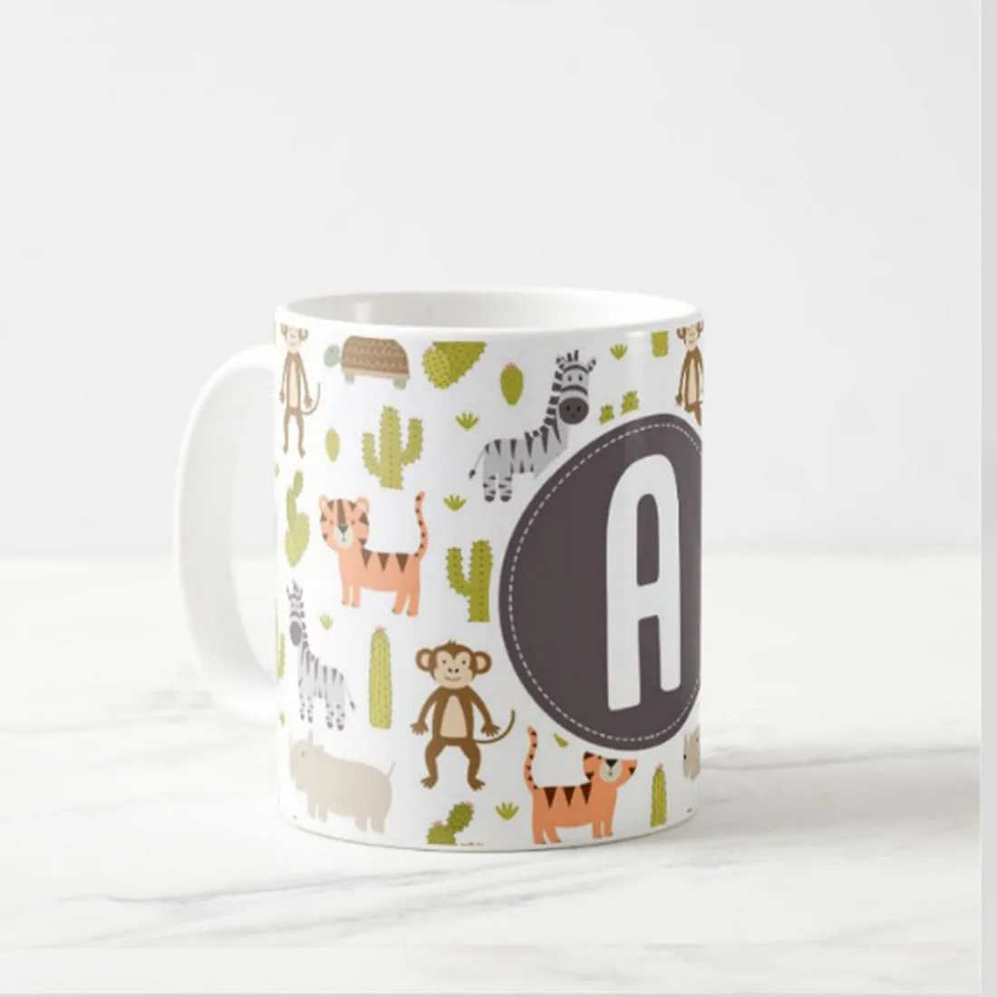 Custom Ceramic Coffee Mug Add Your Alphabet - Cactus