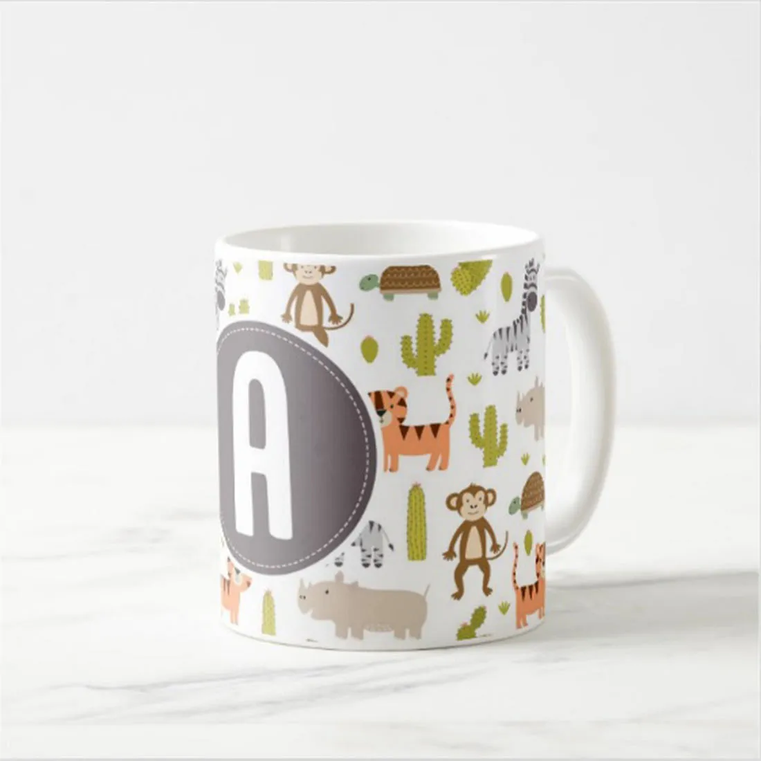 Custom Ceramic Coffee Mug Add Your Alphabet - Cactus