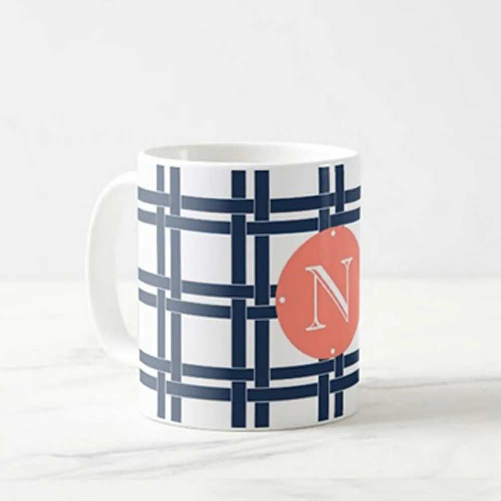 Custom Coffee Mug With Photo - Black Checks