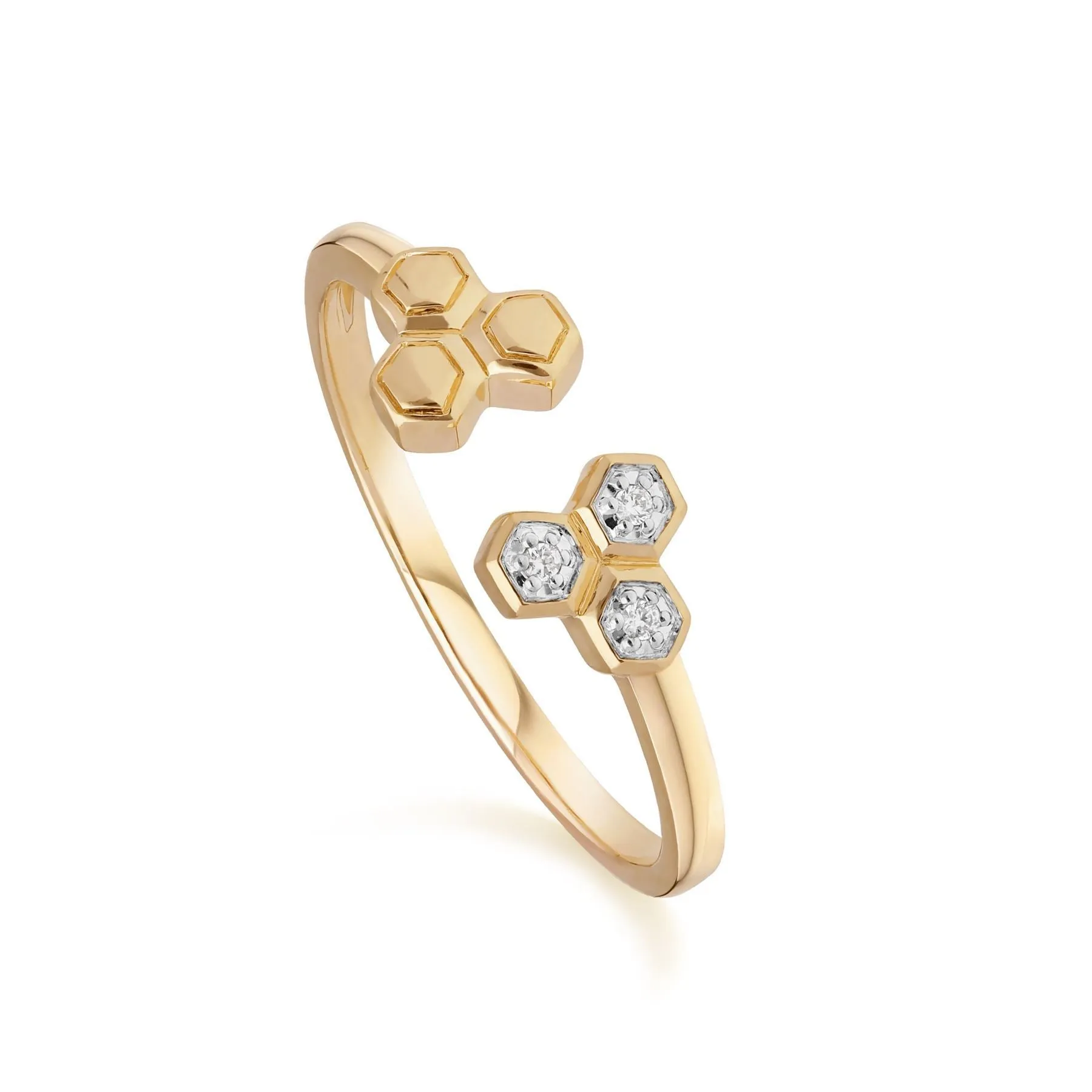 Diamant Trilogie Halskette & Ring Satz in 9ct Gelb Gold