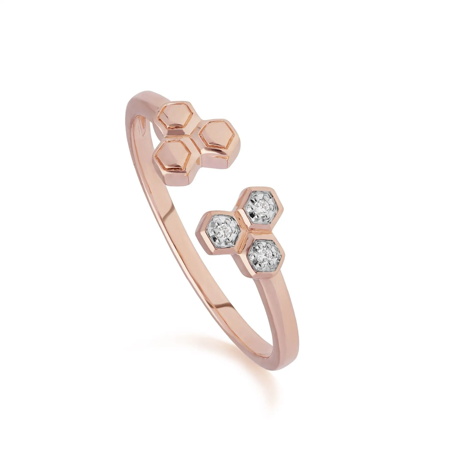 Diamant Trilogie Ring & Ohrstecker Satz in 9ct Rose Gold