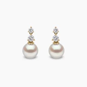 Diamond Classic 18K Gold Akoya Pearl and Diamond Earrings