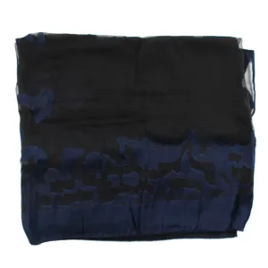 Elie Saab Scarf Dark Blue Design Sheer Chiffon Silk Shawl SALE