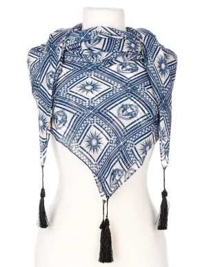 Everest Crest Spring Scarf - Blue/White