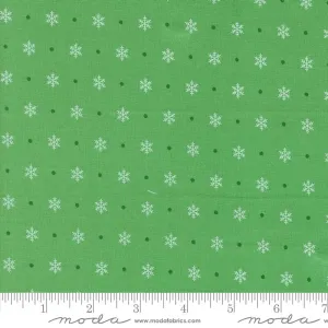 Fabric, Kitty Christmas Flurry Blenders Snowflake by Urban Chiks - Green HOLLY (by the yard)