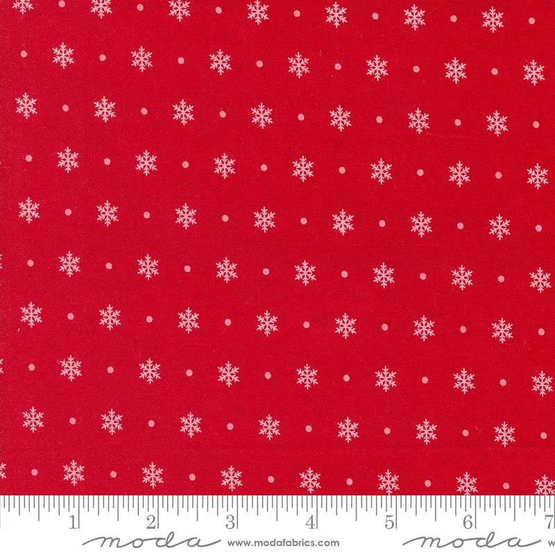 Fabric, Kitty Christmas Flurry Blenders Snowflake by Urban Chiks - Red BERRY (by the yard)