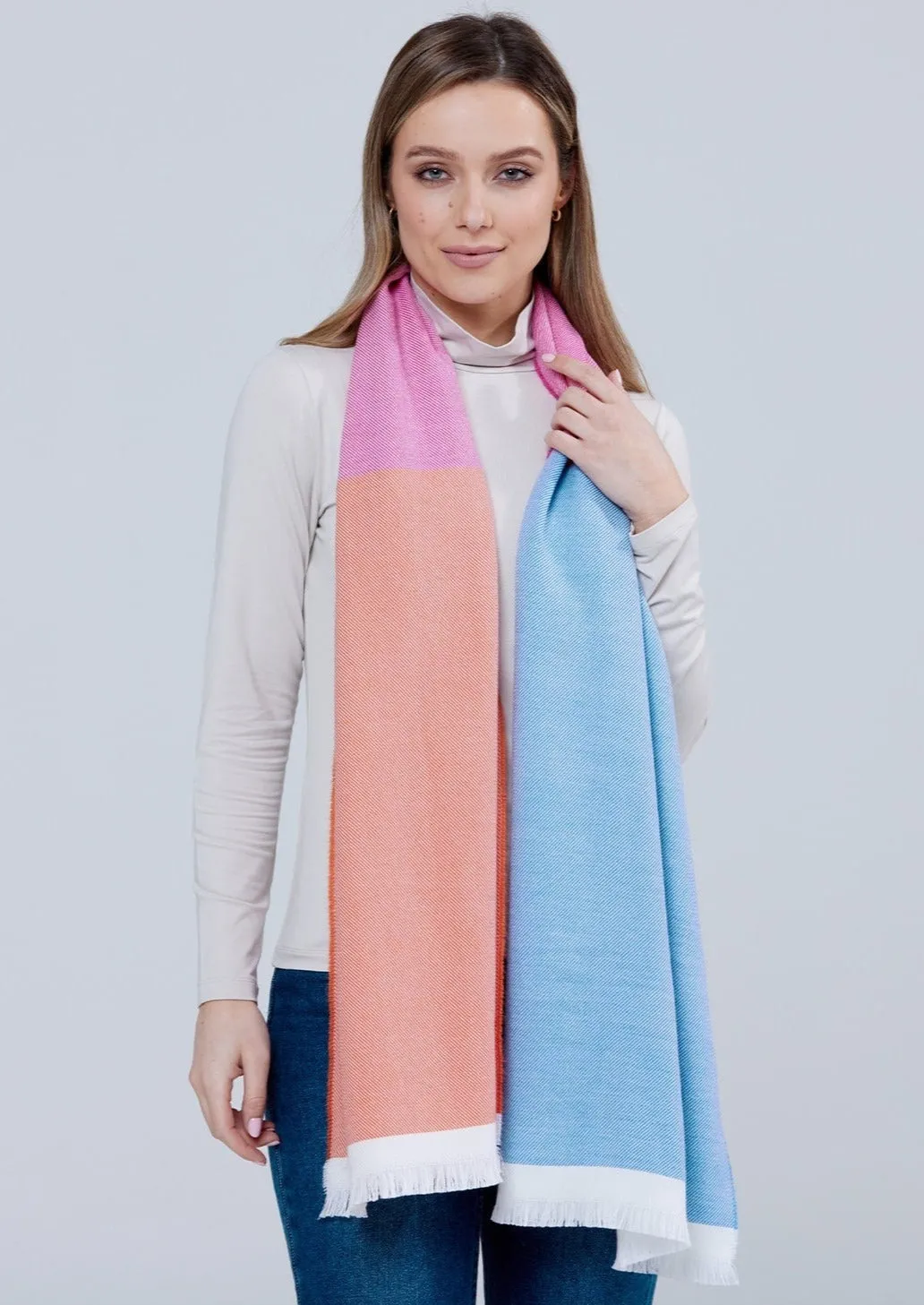 Foxford Giant Merino Scarf | Multi Stripe