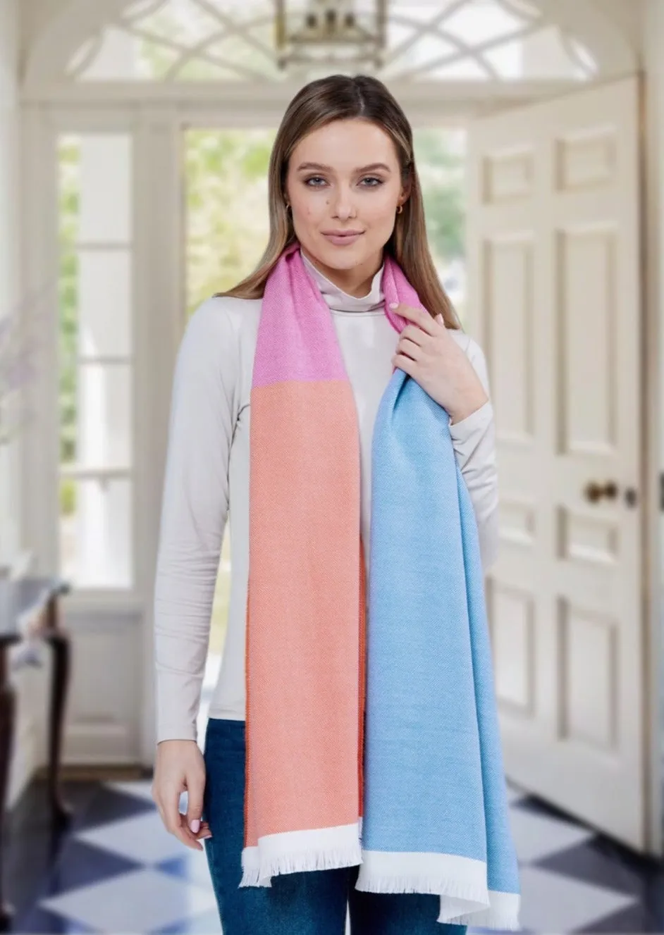 Foxford Giant Merino Scarf | Multi Stripe