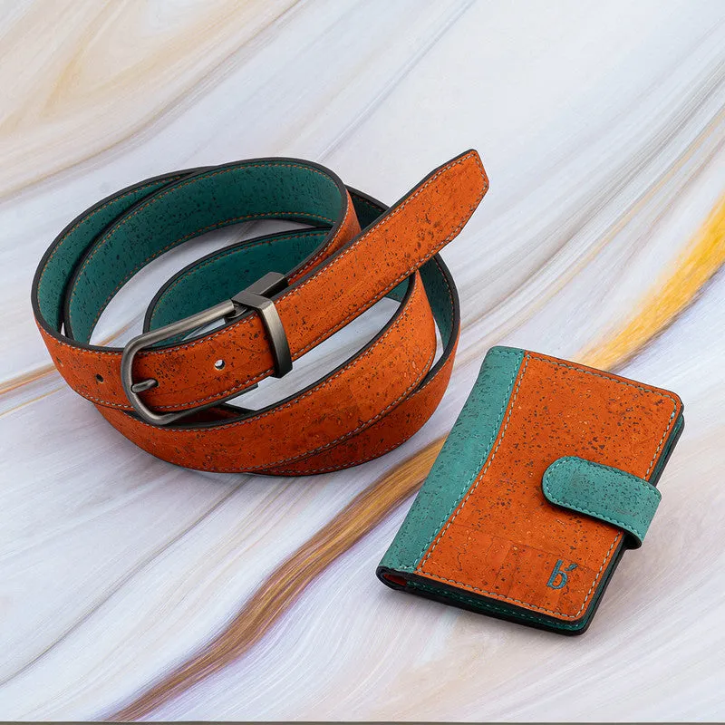 Gift Hampers for Women | Cork Belt & Wallet | Orange