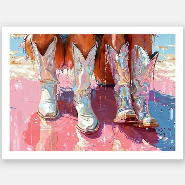 Glittering Gem Boots Unframed Art Print