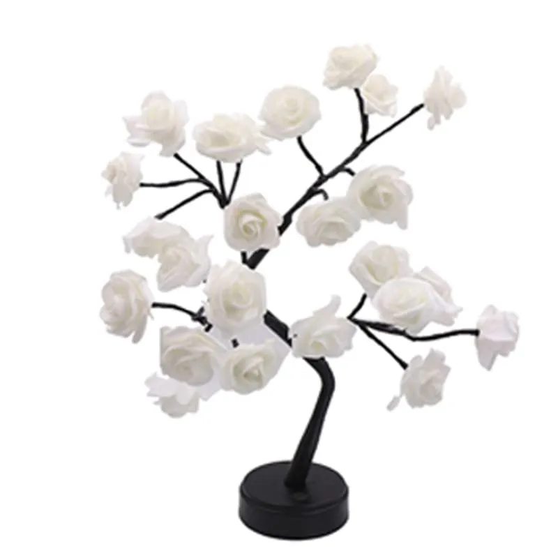 GLOWSERIE Rose Tree Lamp, Warm White Rose Table Lamp, Rose Flower Lamp Girls Gift for Mother’s Day, Lighted Tabletop Tree for Christmas Valentine’s Day Wedding Decor