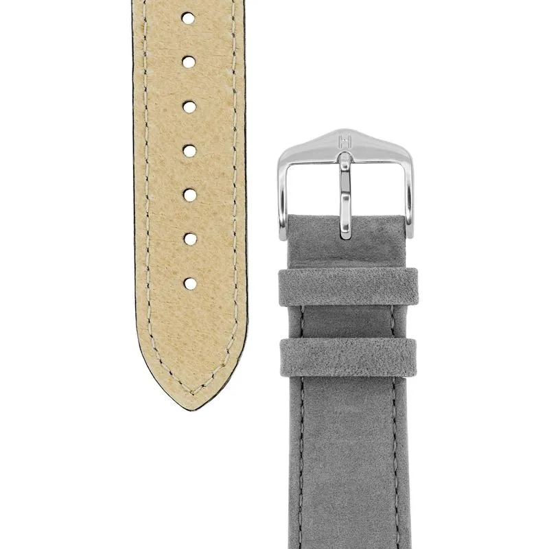 Hirsch OSIRIS Calf Leather with Nubuck Effect Watch Strap in GREY