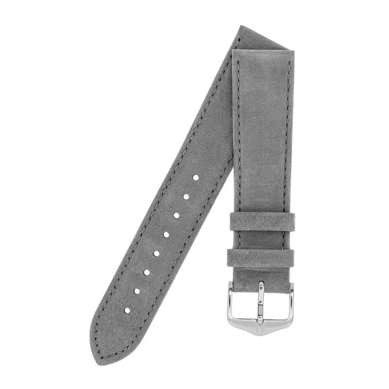 Hirsch OSIRIS Calf Leather with Nubuck Effect Watch Strap in GREY